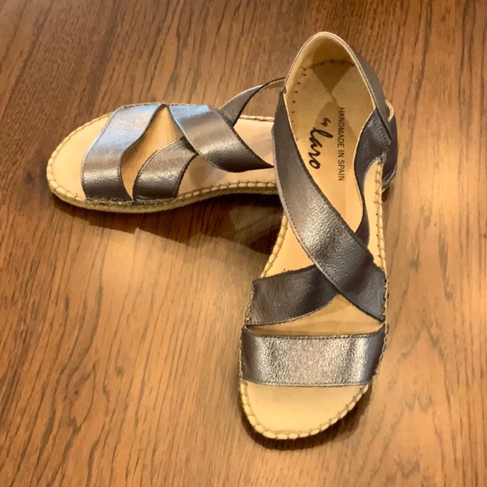 Laro Beach Metallic Espadrilles - Pewter 8 US/38 EU